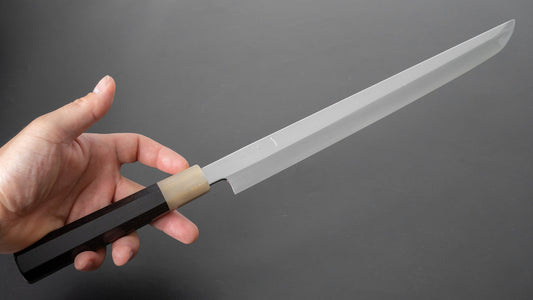 Hitohira Kikuchiyo Mosuke Silver #3 Sakimaru Takobiki 300mm Ebony Handle (Saya)