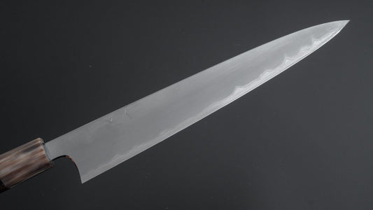 Hitohira Togashi White #1 Stainless Clad Kasumi Sujihiki 240mm Ebony Handle