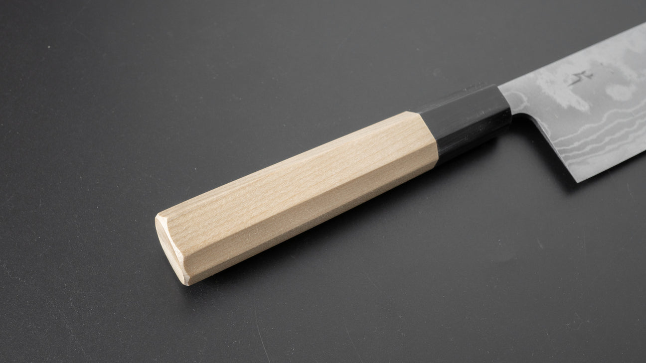 Hitohira GR Blue #2 Damascus Nakiri 150 mm Ho houten handvat