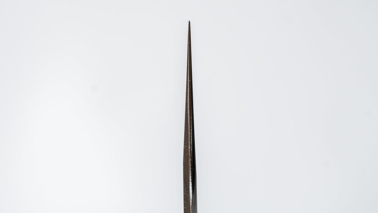 Hitohira Togashi Blue #1 Stainless Clad Migaki Santoku 180mm Taihei Makassar Ebony Handle