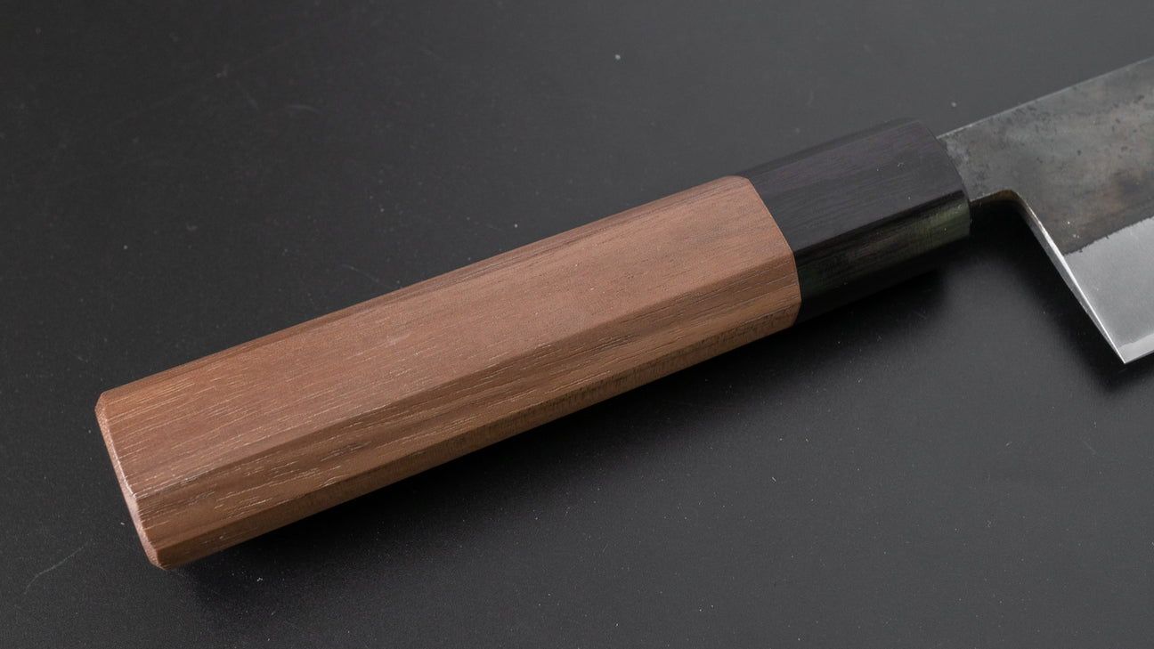 Hitohira Harima gesmeed blauw super roestvrij bekleed 165mm Santoku walnoot handvat