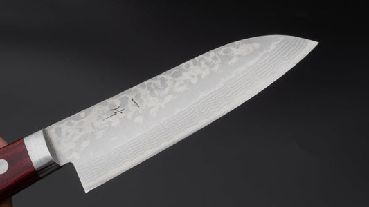 Hitohira NM V10 Damascus Santoku 130mm Pakka Handle