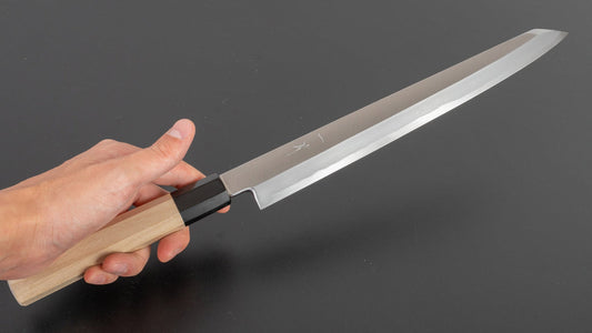 Hitohira Kikuchiyo Manzo Blue #2 Kiritsuke Yanagiba 270 mm Ho houten handvat (Saya)