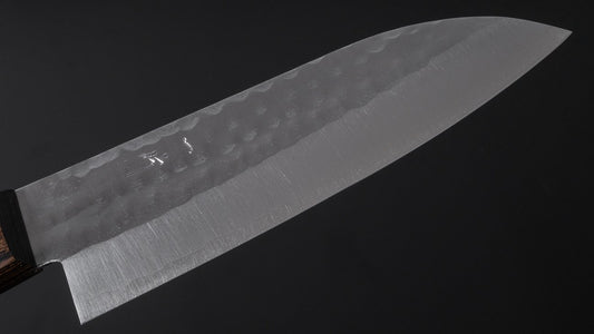 Hitohira NM Tsuchime Santoku 130mm Pakka Handle (No Bolster/ Brown)