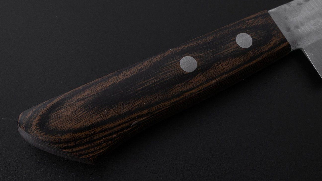 Hitohira NM Tsuchime Santoku 130mm Pakka Handle (No Bolster/ Brown)