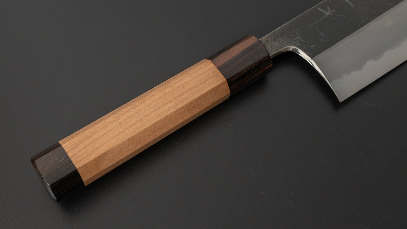 Hitohira Togashi Blue #2 Kurouchi Nakiri Cherry Wood Handle (Ebony End)