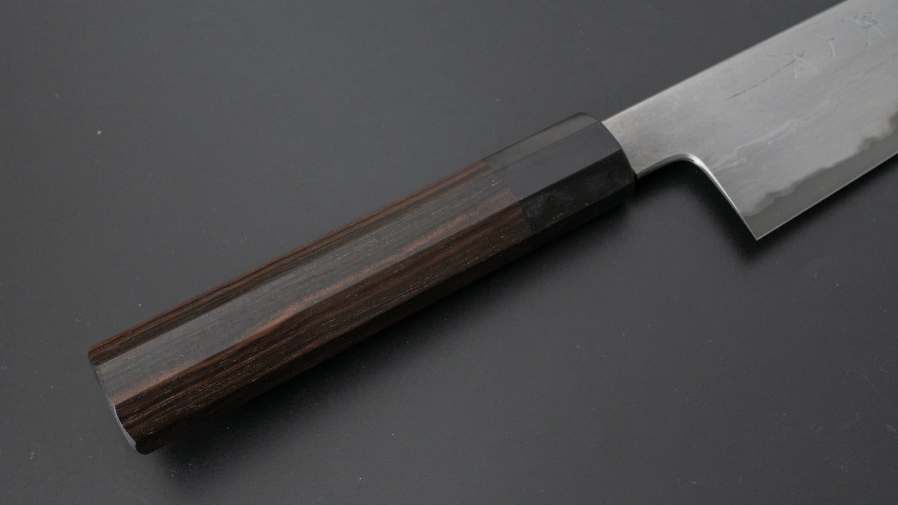 Tetsujin Blue #2 Metal Flow Kiritsuke Gyuto 210mm Taihei Makassar Ebony Handle