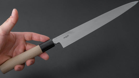 Morihei Munetsugu Wit #2 Linkshandige Yanagiba 270 mm Ho houten handvat