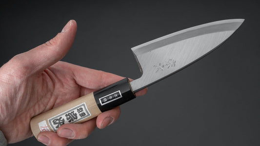 Morihei Munetsugu Wit #2 Linkshandige Deba 105 mm Ho houten handvat