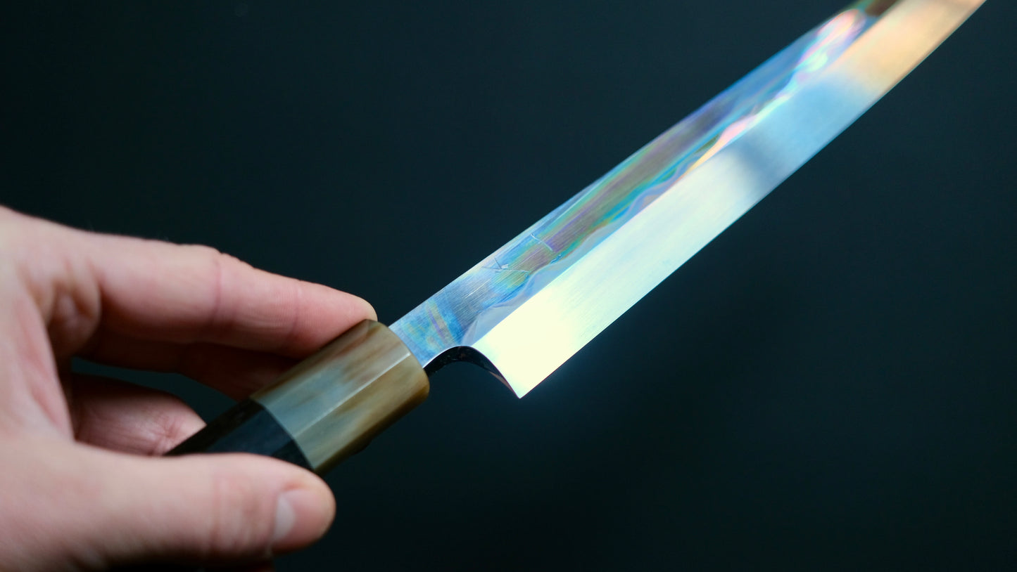 Hitohira Togashi White #1 Notaremon Mizu Honyaki Yanagiba 300mm Taihei Ebony Handle (Saya)