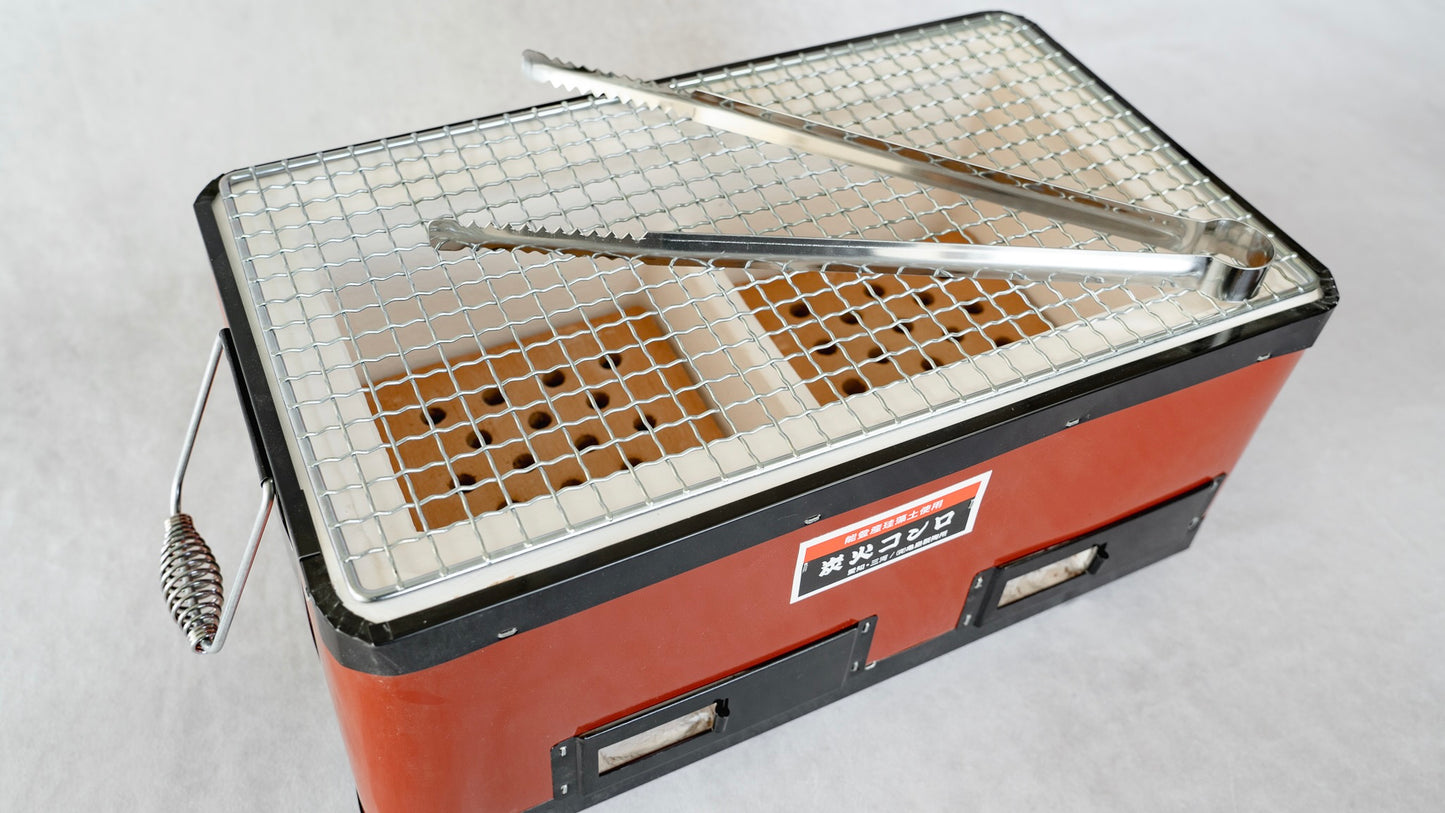 Komon Kameshima Seitojo Black/Red Teppan Konro BBQ