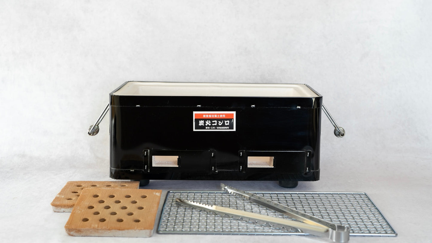 Komon Kameshima Seitojo Black/Red Teppan Konro BBQ