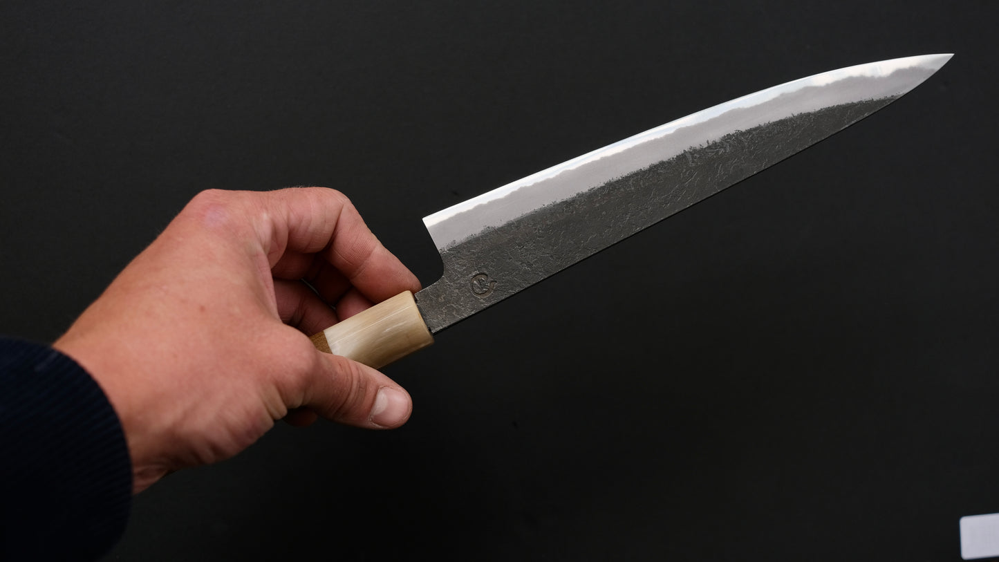 Hitohira Hinode Nashiji Wit #2 Sujihiki 210 mm Ho Houten handvat