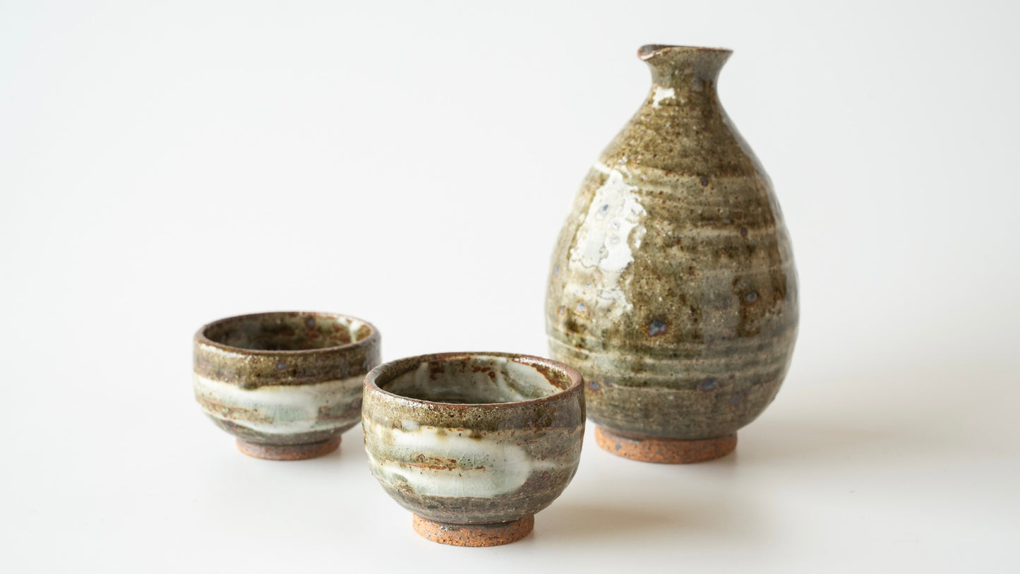 Komon Sake Set Shinohara "Kiseto" Bottle & two cups