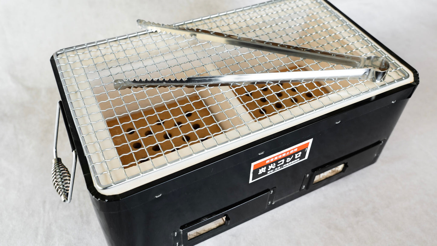 Komon Kameshima Seitojo Black/Red Teppan Konro BBQ