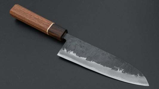 Hitohira Tosa Kurouchi Wit #2 Santoku 165 mm walnoot handvat (Ziricote ferrule)