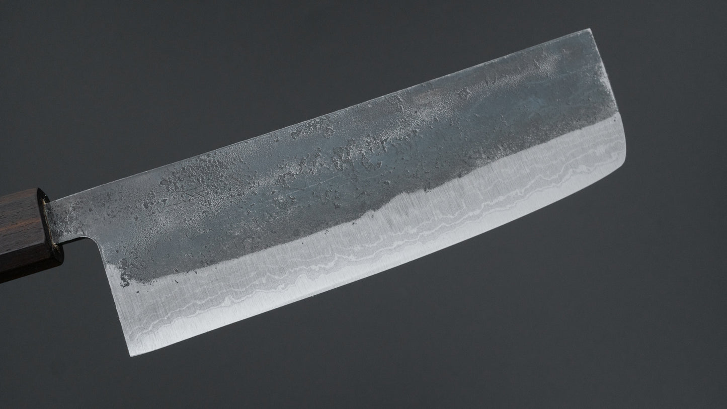 Hitohira Echizen NB Wit #2 Kurouchi Damascus Nakiri 165 mm walnoot handvat (ziricote ferrule)