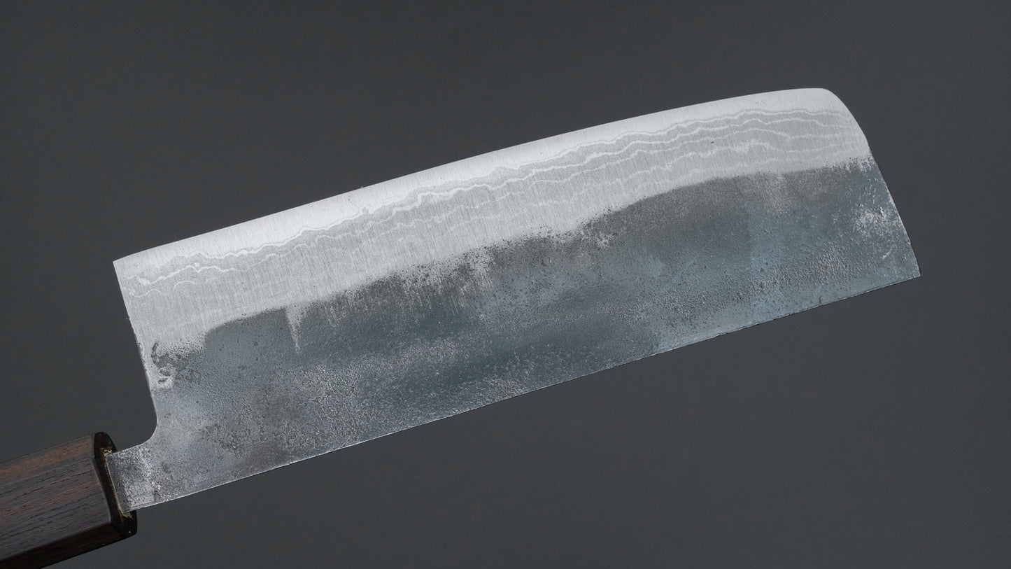 Hitohira Echizen NB Wit #2 Kurouchi Damascus Nakiri 165 mm walnoot handvat (ziricote ferrule)