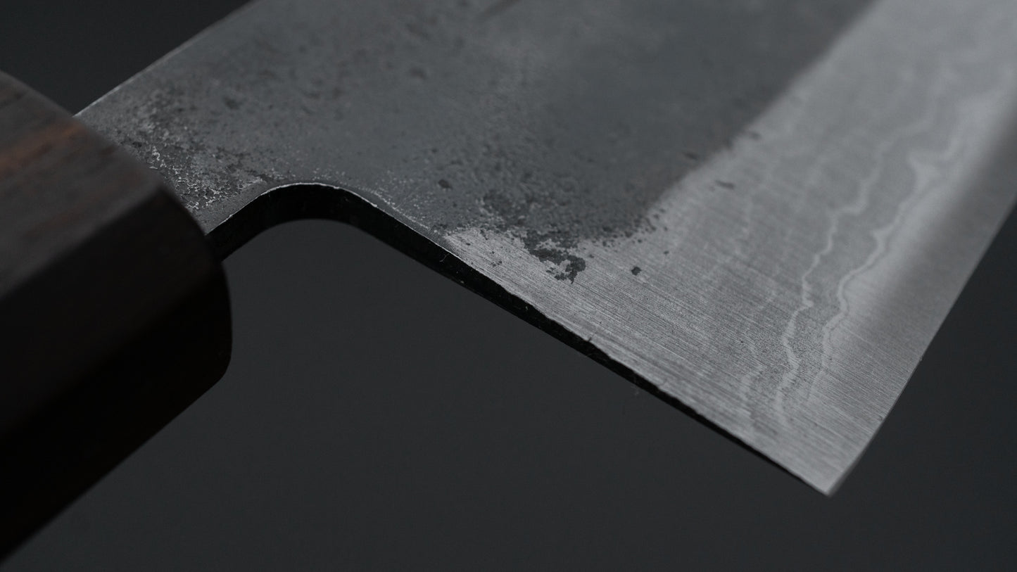 Hitohira Echizen NB Wit #2 Kurouchi Damascus Nakiri 165 mm walnoot handvat (ziricote ferrule)