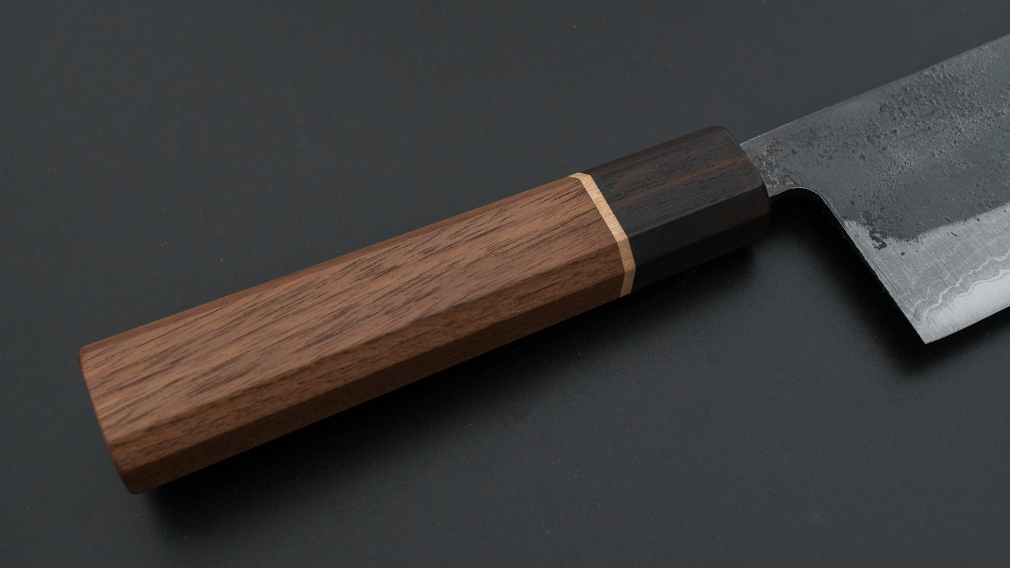 Hitohira Echizen NB Wit #2 Kurouchi Damascus Nakiri 165 mm walnoot handvat (ziricote ferrule)