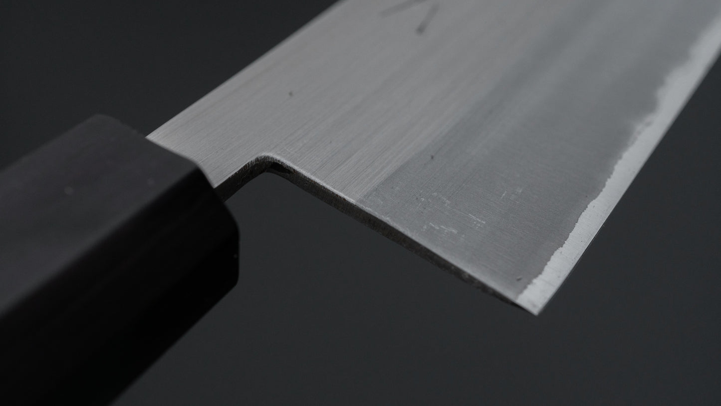 Hitohira Harima Forged Blue #2 Stainless Clad Migaki Nakiri Walnut Handle