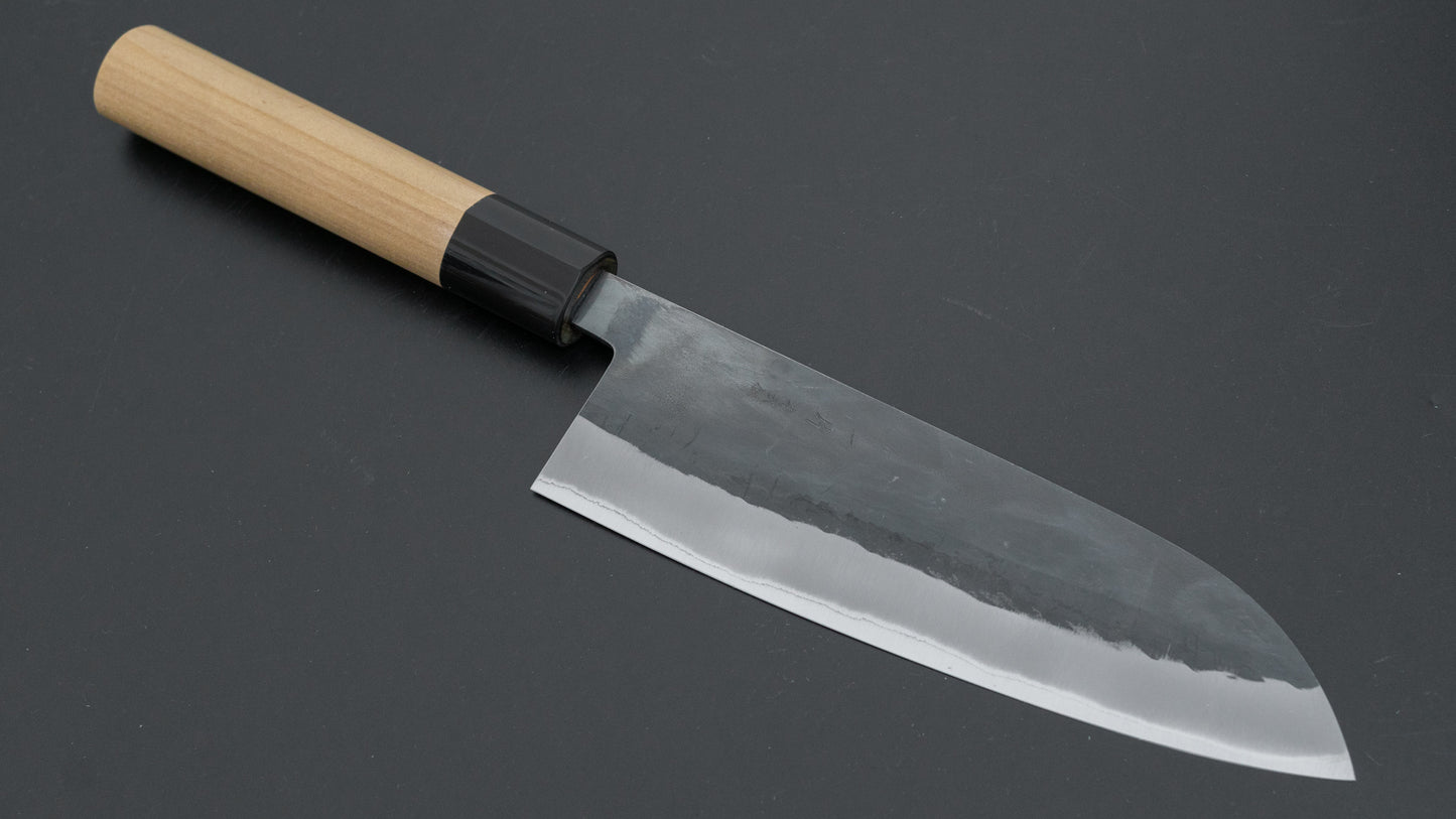 Hitohira TD Blue #2 roestvrij beklede Kurouchi Santoku 165 mm Ho houten handvat (D-vorm)