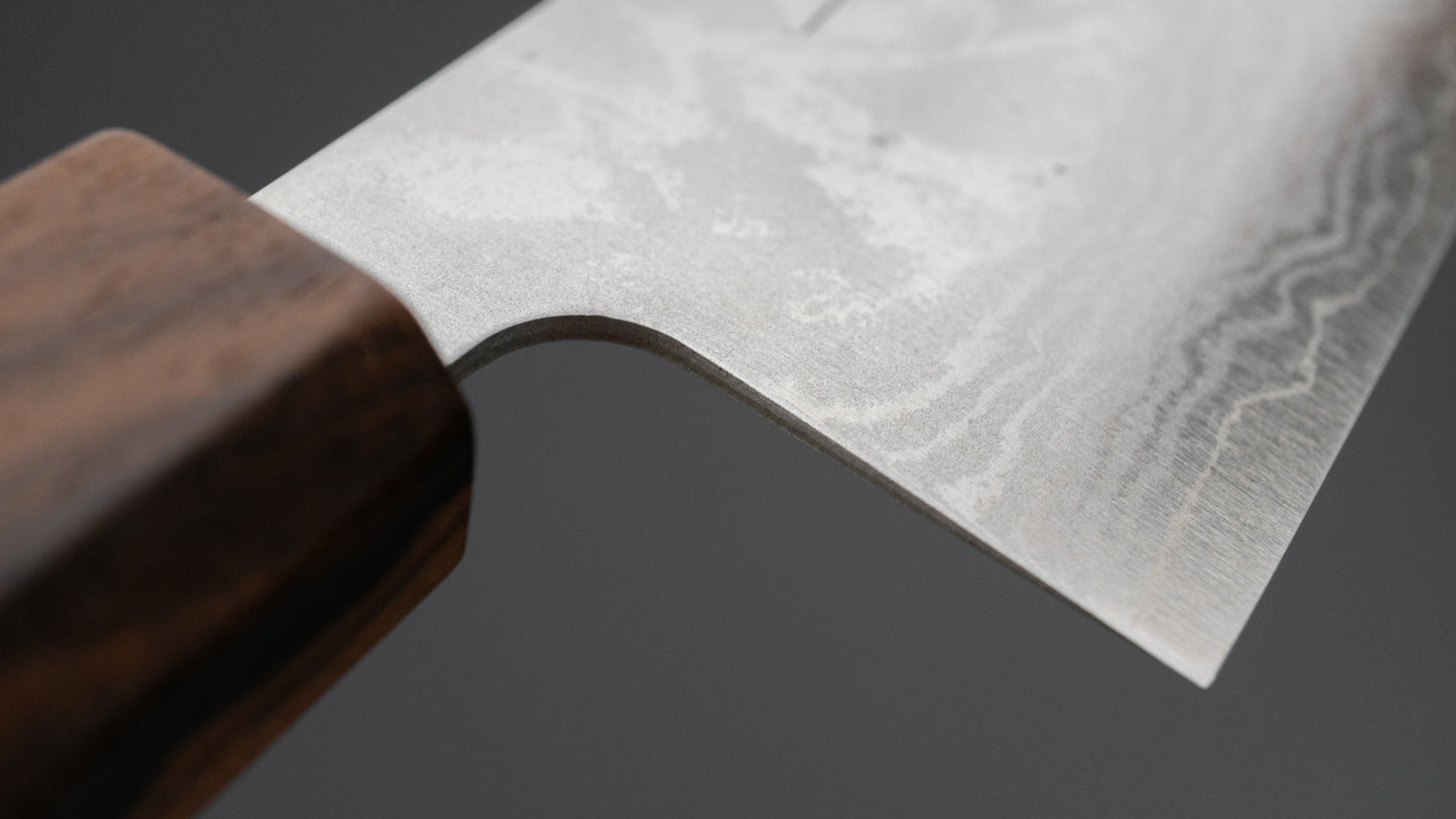 Hitohira Setsu Forged VG-10 Damascus Santoku 165mm Walnut Handle (Ziricote Ferrule)