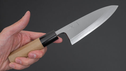 Hitohira Tanaka Manzo Blue #1 Deba 120 mm Ho houten handvat (D-vorm/ Saya)