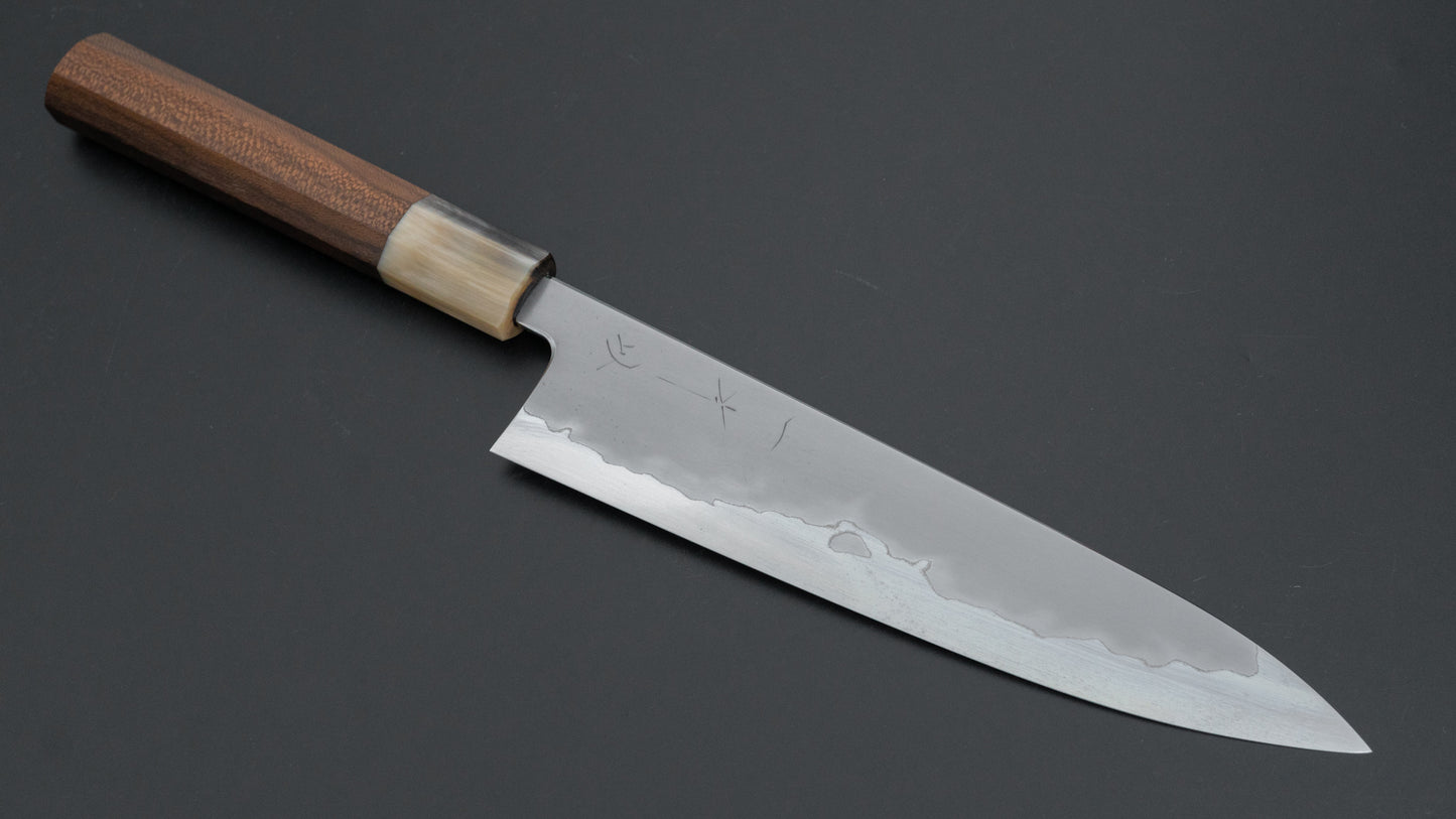 Hitohira Tanaka Izo Blue #1 RVS bekleed Gyuto 210mm Ziricote handvat