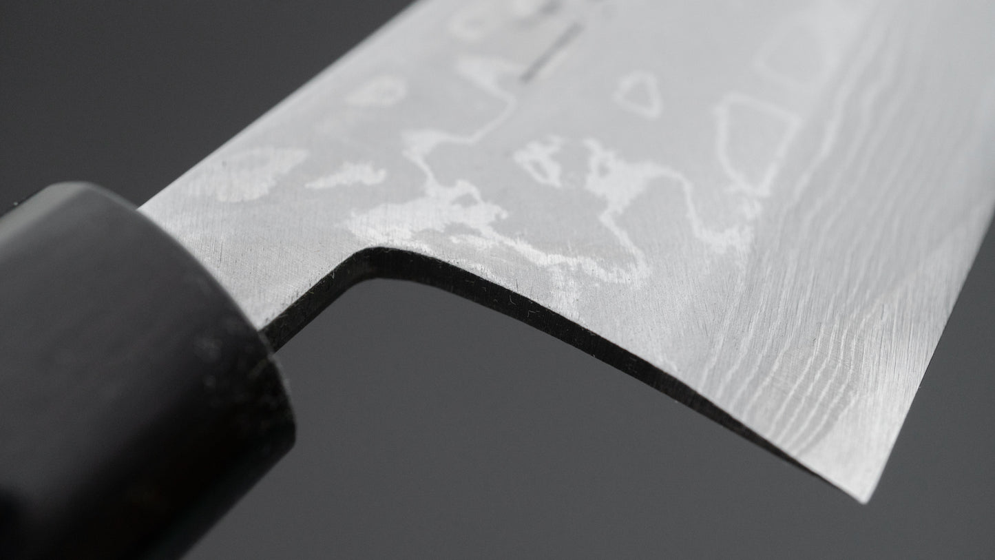 Hitohira Echizen Blue #2 Damascus Deba 120mm Rosewood Handle (Thin)