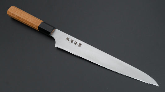 Hitohira Imojiya TH Stainless Bread Knife 240mm Teak Handle (Wa)