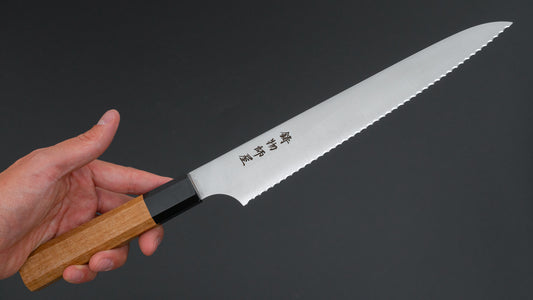 Hitohira Imojiya TH Stainless Bread Knife 240mm Teak Handle (Wa)