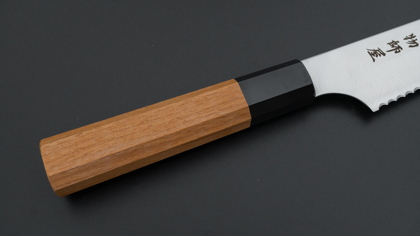 Hitohira Imojiya TH Stainless Bread Knife 240mm Teak Handle (Wa)