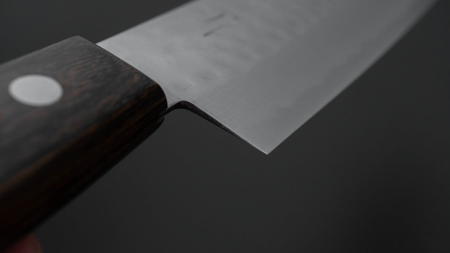 Hitohira NM V10 Tsuchime Damascus Nakiri 130mm Brown Pakka Handle (No Bolster)