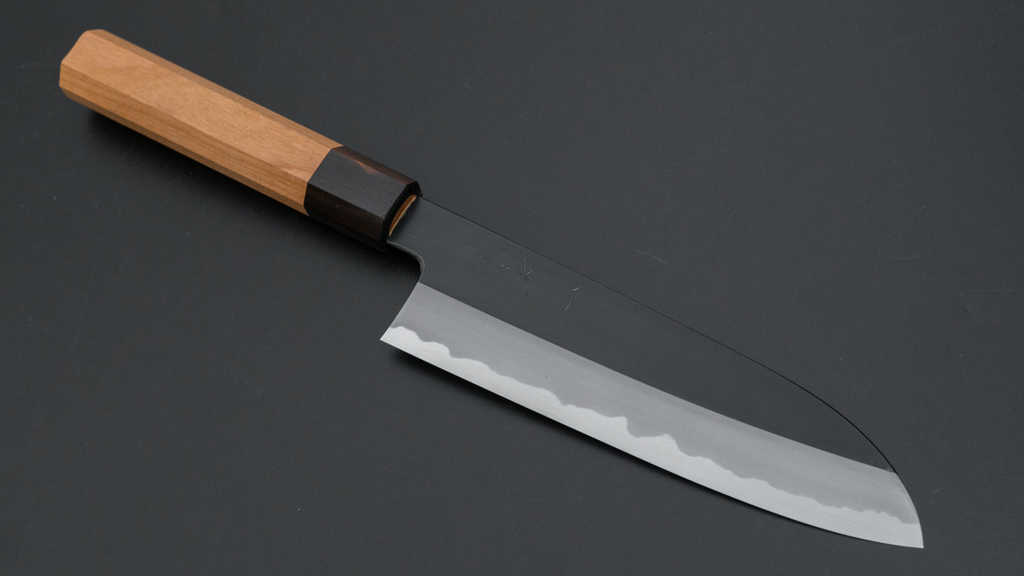 Hitohira Kikuchiyo Kyuzo Blue #2 Kurouchi Santoku 180mm Cherry Wood Handle