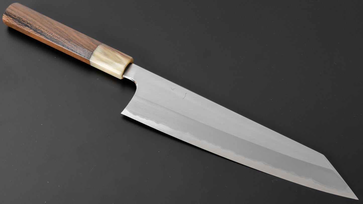 Hitohira Togashi White #1 Stainless Clad Migaki Kiritsuke Gyuto 240mm Ziricote Handle