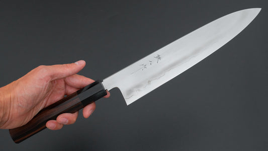 Tetsujin Zilver #3 Ukiba Gyuto 240 mm Taihei Makassar ebbenhouten handvat