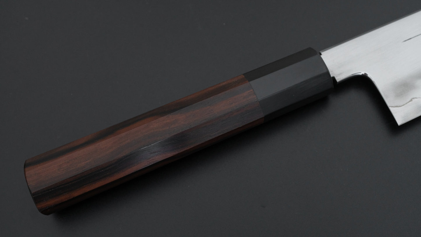 Tetsujin Zilver #3 Ukiba Gyuto 240 mm Taihei Makassar ebbenhouten handvat