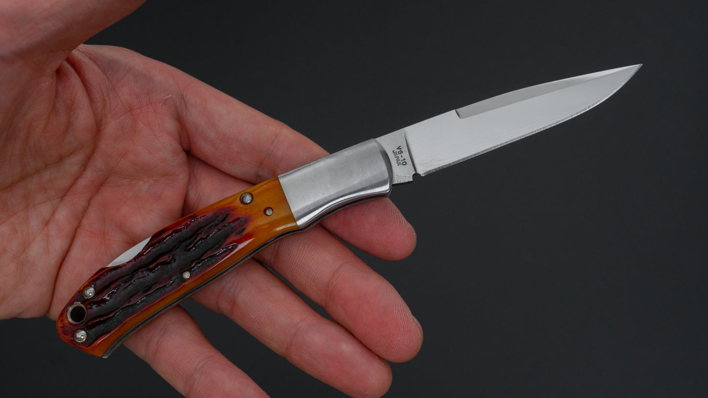 MOKI Kronos Folding Knife Medium Stag Handle