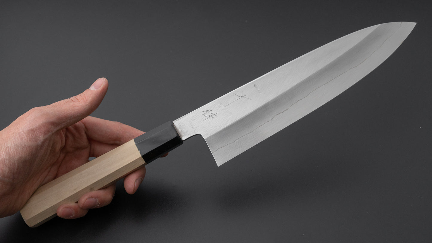 Hitohira Kikuchiyo Ren Zilver #3 Gyuto 210 mm Ho houten handvat