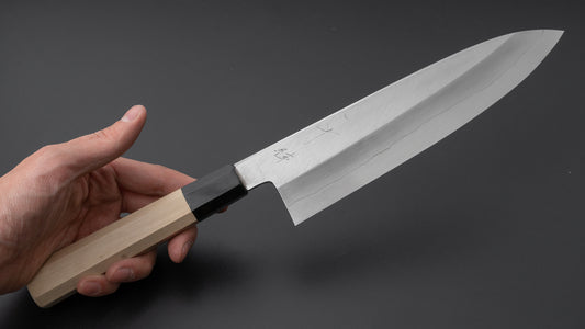 Hitohira Kikuchiyo Ren Zilver #3 Gyuto 210 mm Ho houten handvat