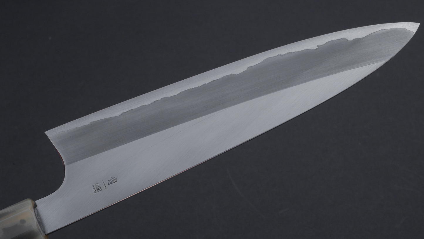 Hitohira Togashi Blue #1 roestvrij beklede Migaki Gyuto 210 mm ziricote handgreep