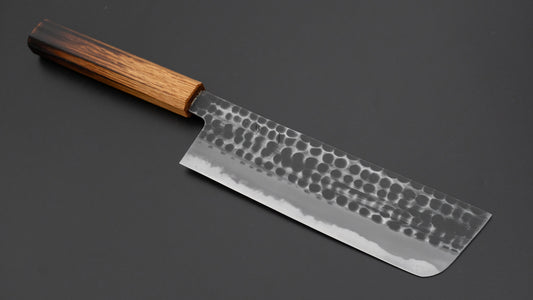 Hitohira Hinode Tsuchime White #2 Nakiri 180mm Burnt Oak Handle (#01)