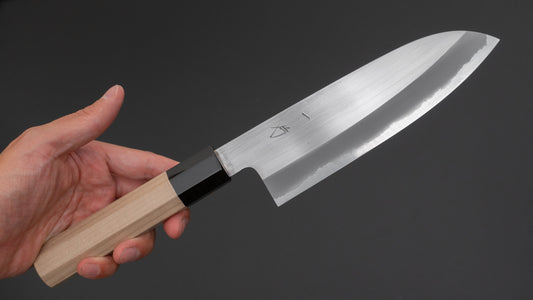 Hitohira Hinode Migaki Wit #2 Santoku 165 mm Ho houten handvat (#02)