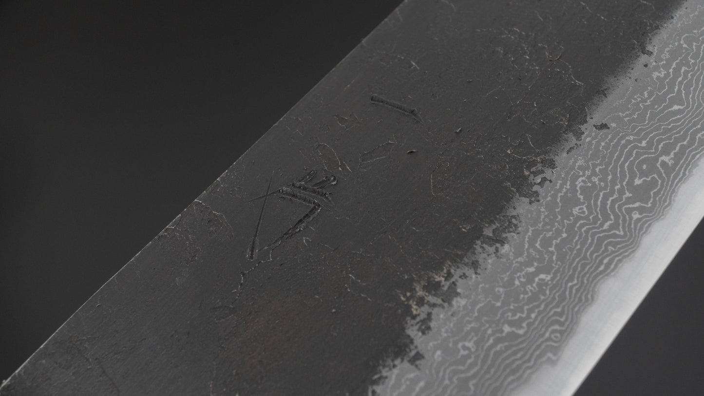 Hitohira Hinode Nashiji Damascus Wit #2 Gyuto 210mm Gebrand Eiken Handvat (#03)