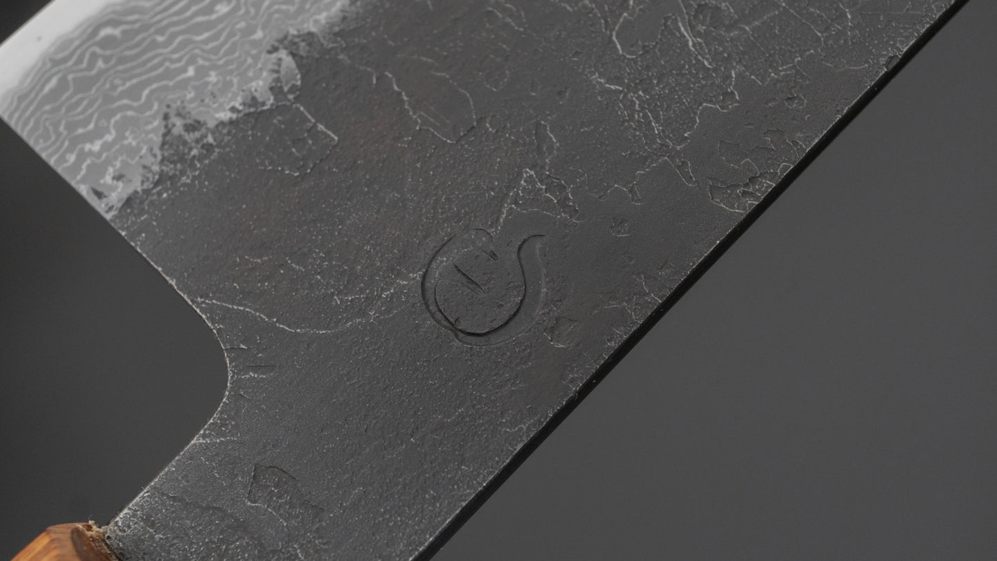 Hitohira Hinode Nashiji Damascus Wit #2 Gyuto 210mm Gebrand Eiken Handvat (#03)