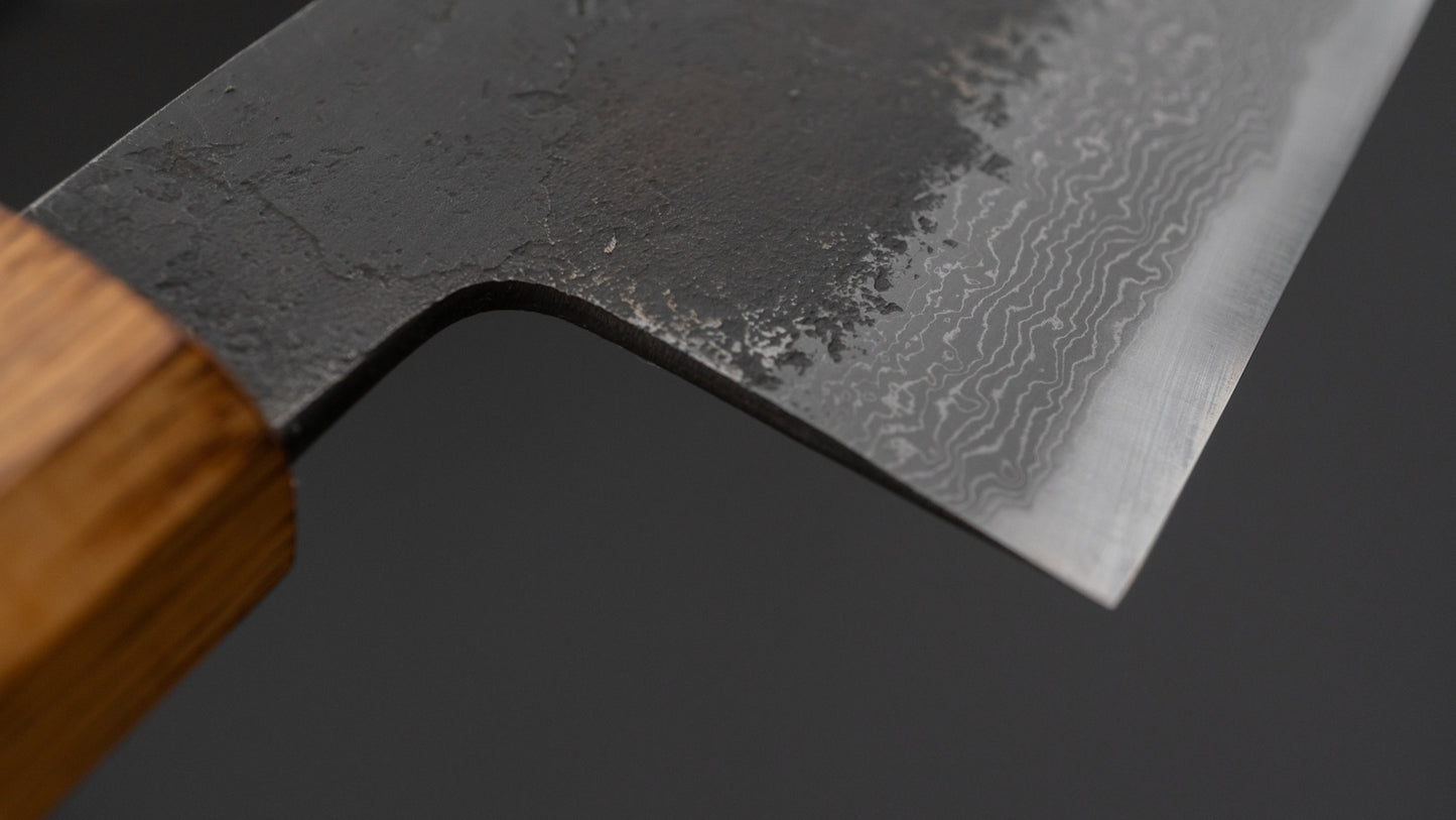 Hitohira Hinode Nashiji Damascus Wit #2 Gyuto 210mm Gebrand Eiken Handvat (#03)
