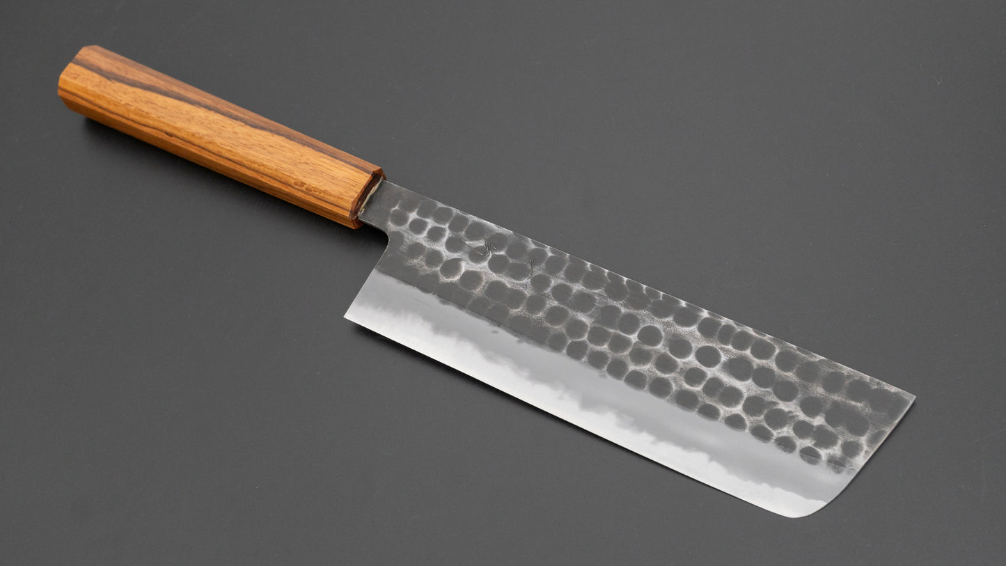 Hitohira Hinode Tsuchime White #2 Nakiri 180mm Oak Handle (#12)