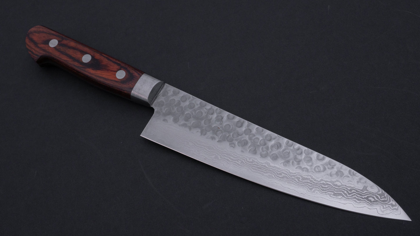 Hitohira HG Tsuchime Damascus Gyuto 180mm Imitation Mahogany Handle