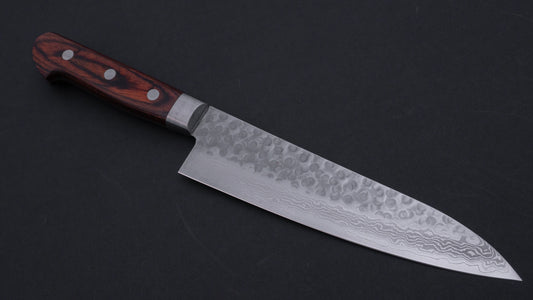 Hitohira HG Tsuchime Damascus Gyuto 180mm Imitation Mahogany Handle